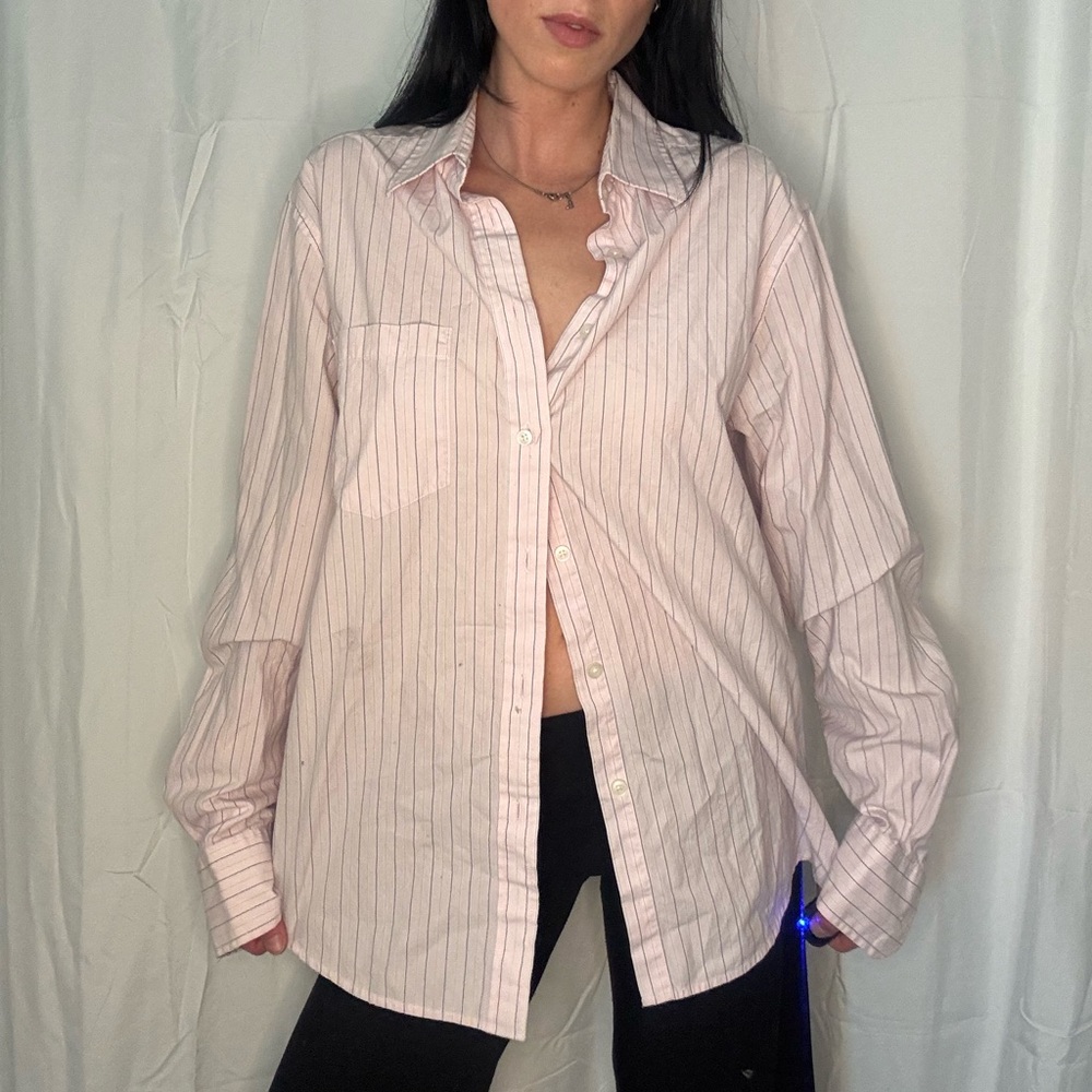 Merona Light Pink Striped Button-Down Shirt